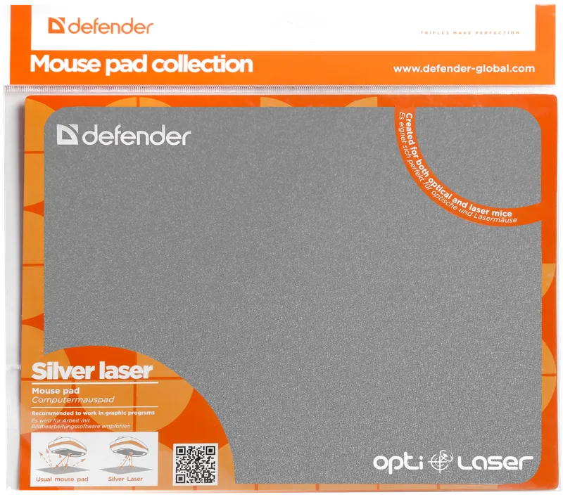 Defender - Mauspad Silver opti-laser
