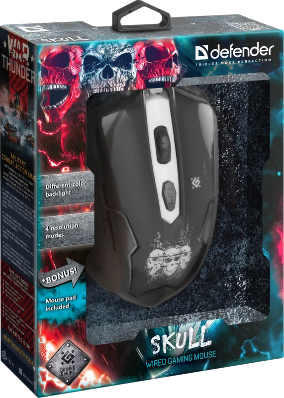 Defender - Kabelgebundene Gaming-Maus Skull GM-180L