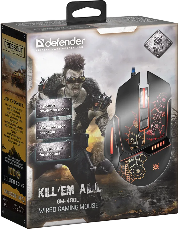 Defender - Kabelgebundene Gaming-Maus Kill'em All GM-480L