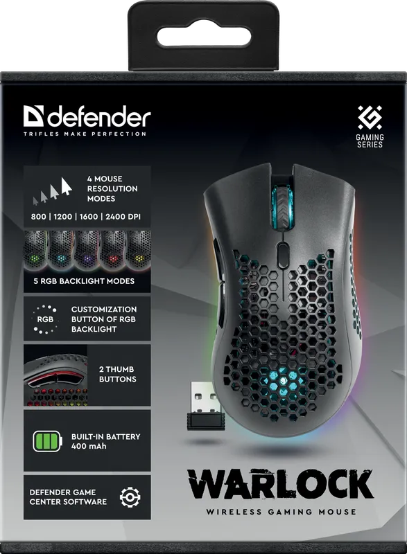 Defender - Kabellose Gaming-Maus Warlock GM-709L