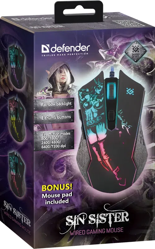 Defender - Kabelgebundene Gaming-Maus Sin'Sister GM-933
