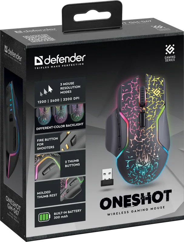 Defender - Kabellose Gaming-Maus Oneshot GM-067