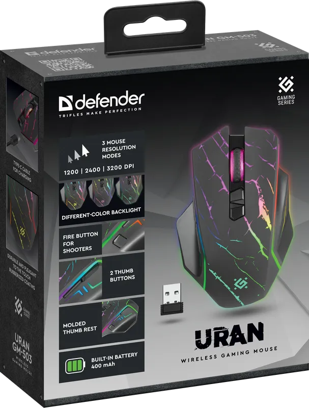 Defender - Kabellose Gaming-Maus Uran GM-503