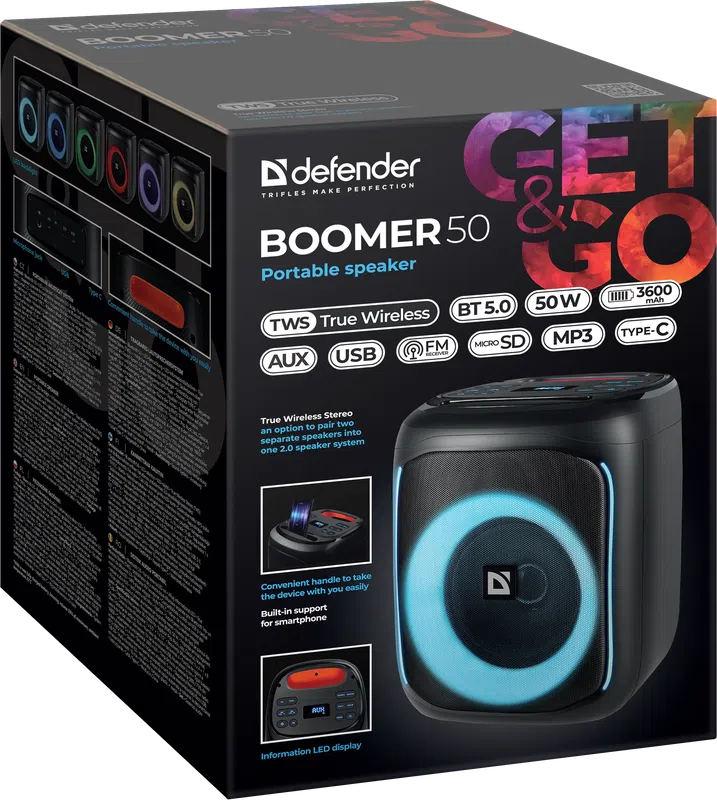 Defender - Tragbarer Lautsprecher Boomer 50