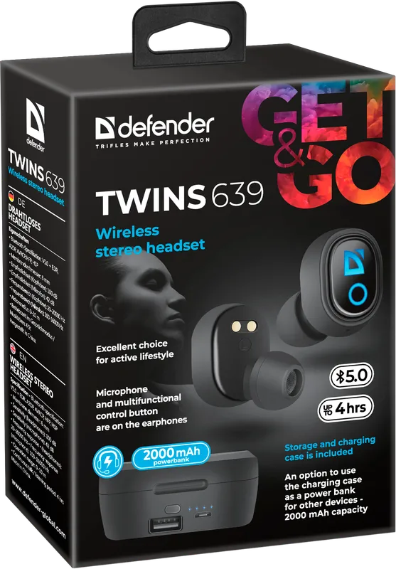 Defender - Kabelloses Stereo-Headset Twins 639