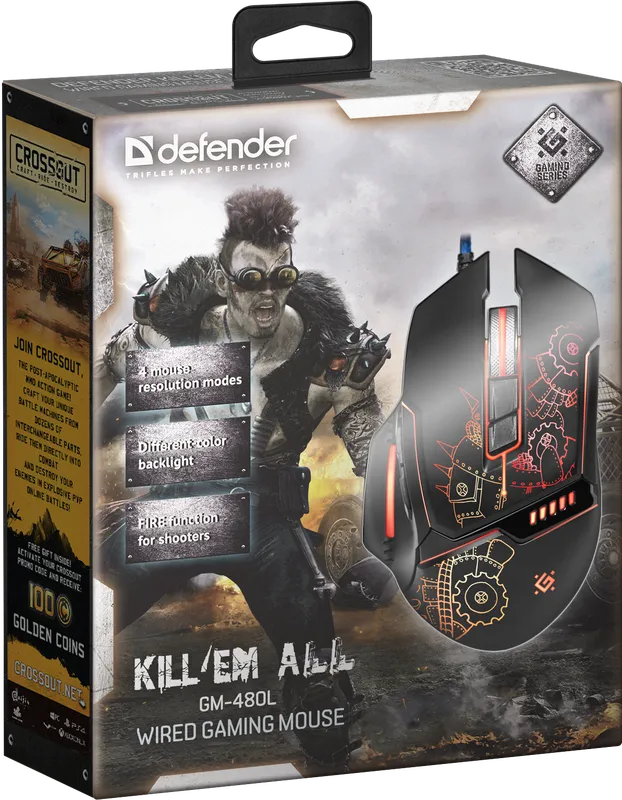 Defender - Kabelgebundene Spielmaus Kill'em All GM-480L