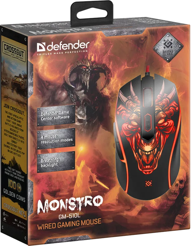 Defender - Kabelgebundene Spielmaus Monstro GM-510L