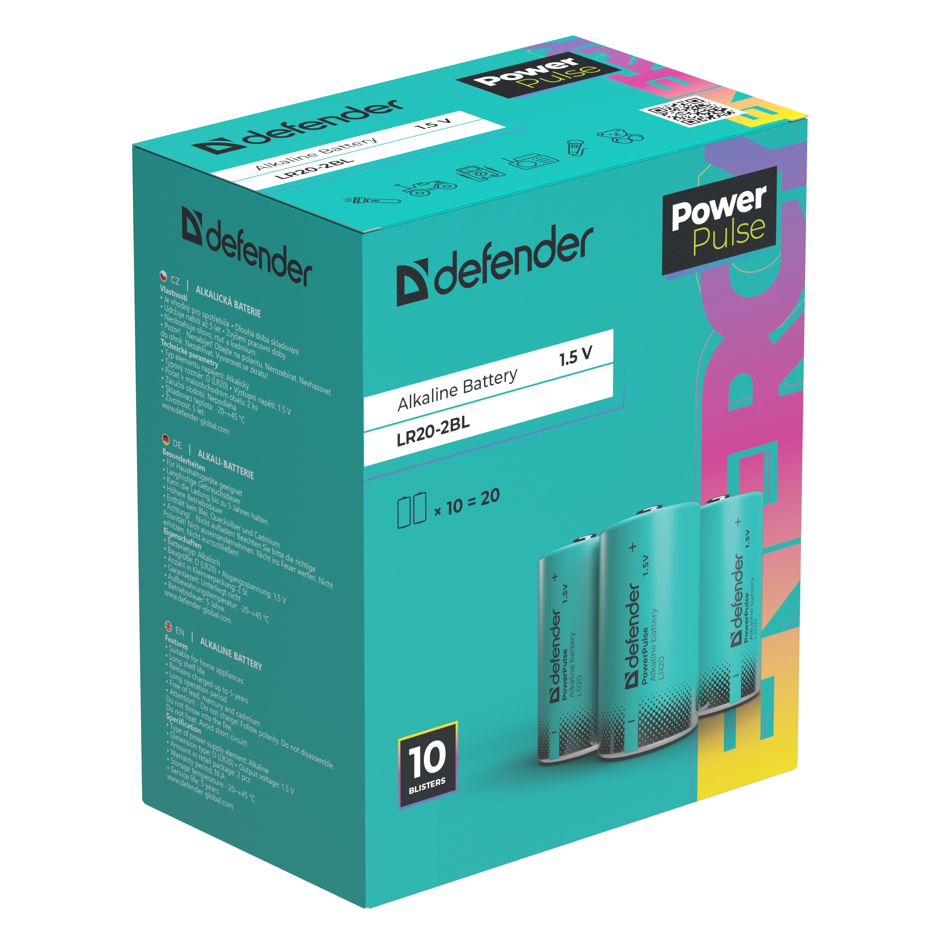 Defender - Alkali-Batterie LR20-2BL