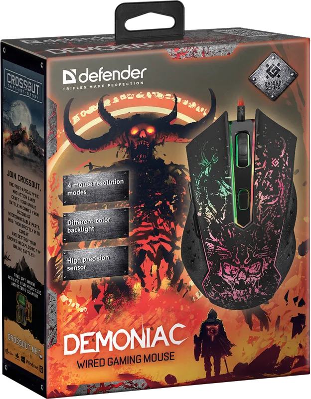 Defender - Kabelgebundene Spielmaus Demoniac GM-540L