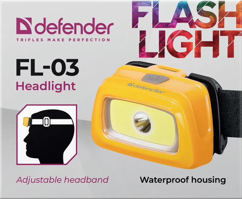 Defender - Kopfleuchte FL-03, LED+COB, 3 modes